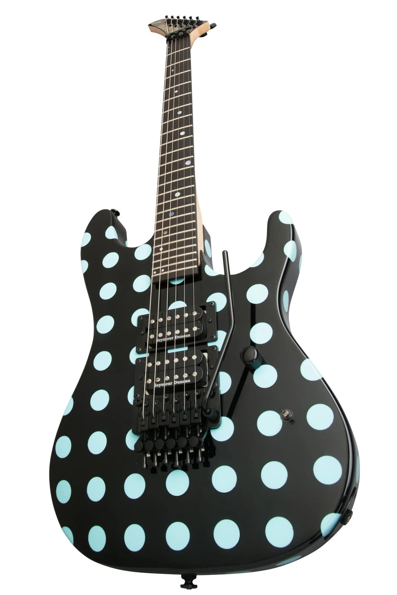 Kramer Nightswan Electric Guitar - Black/Blue Polka Dot - Image 4