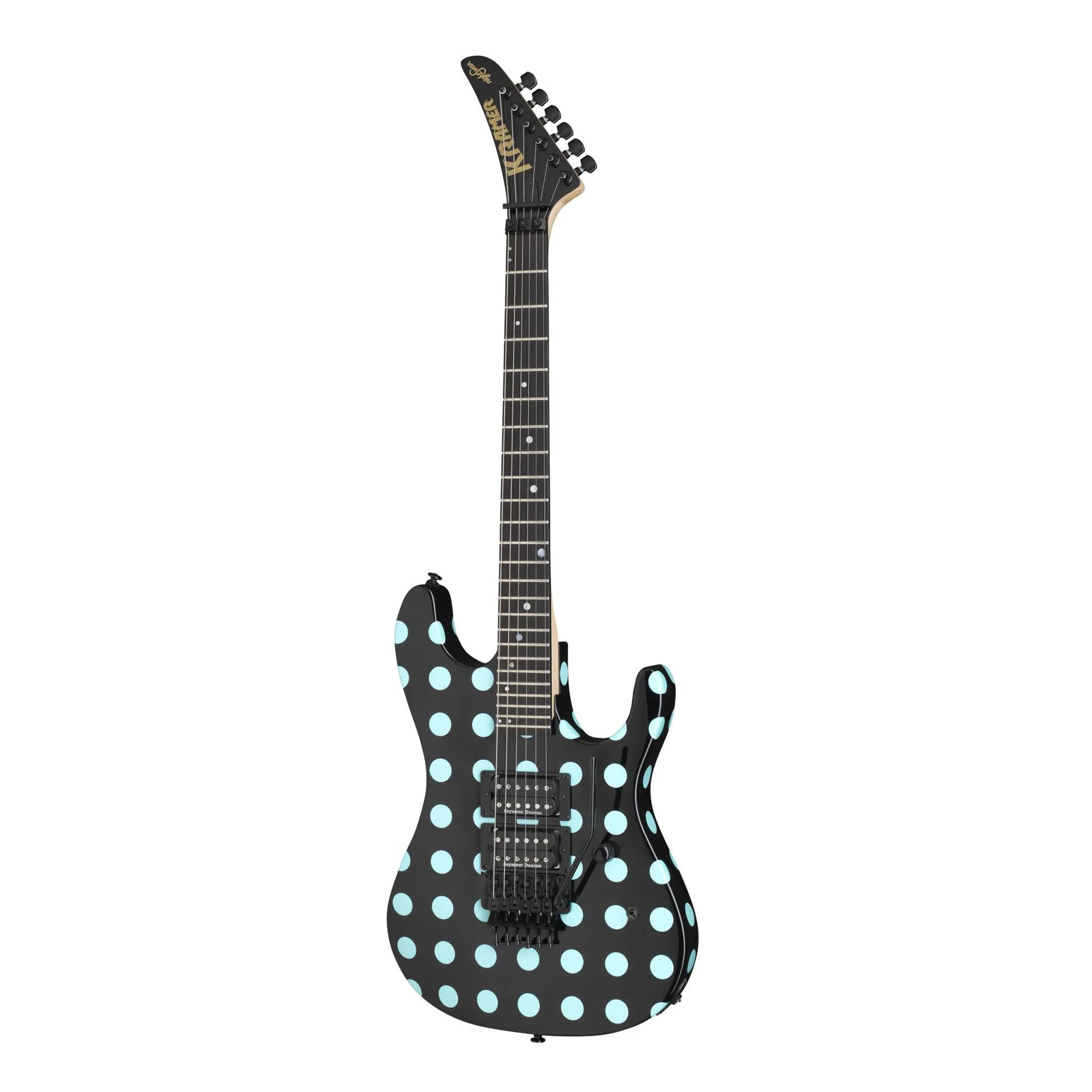Kramer Nightswan Electric Guitar - Black/Blue Polka Dot - Image 5