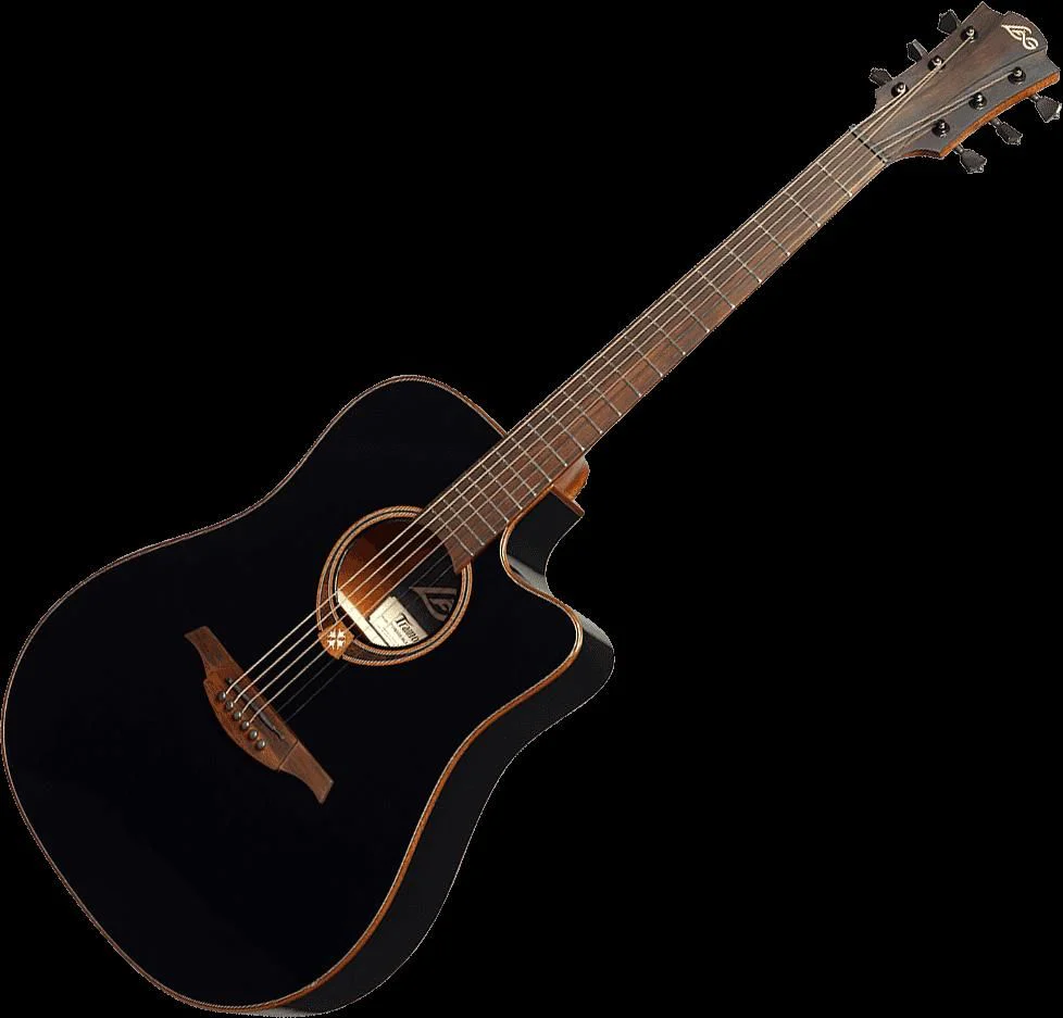 Lag Tramontane T118DCE Black Cutaway Acoustic-Electric Guitar - Cedar Top - Image 3