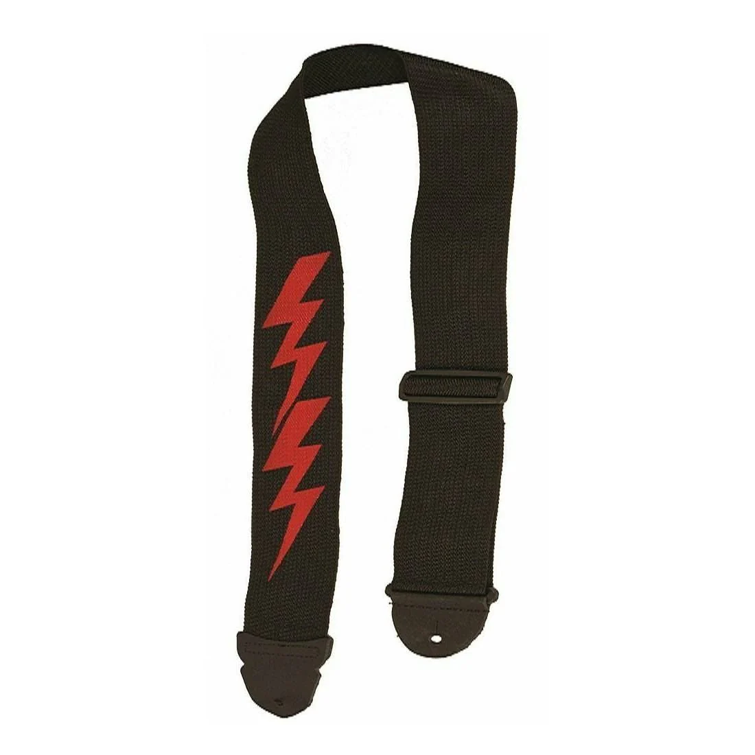 LM LMP4I 2inch Poly Seatbelt Type Guitar Strap in Red Lightning Bolt Design