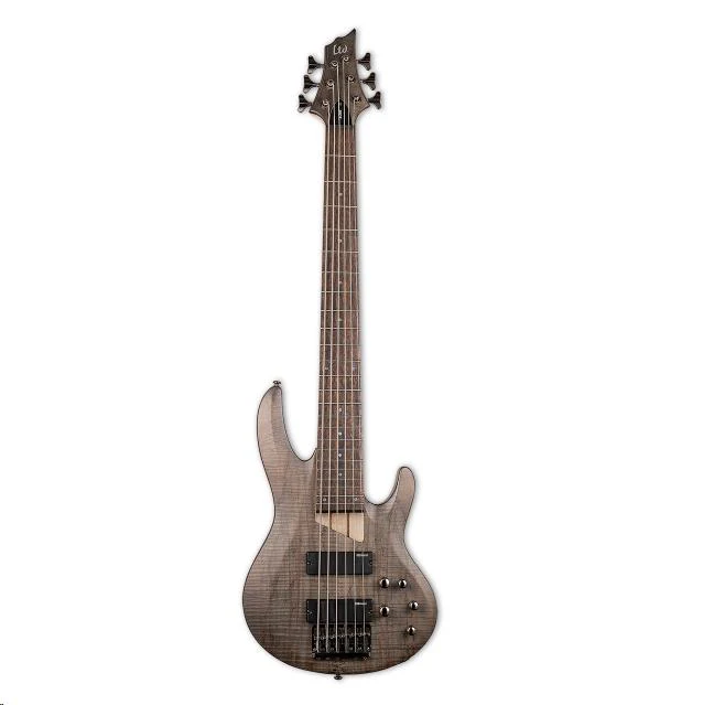 LTD B-206 6-String Bass Guitar Spalted Maple Trans Black - Image 3