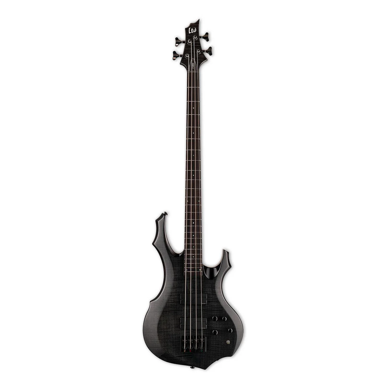 LTD F-1004 Bass Guitar Flamed Maple Trans Black - Image 3