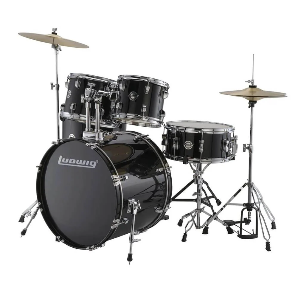 Ludwig Accent Fuse 20/10/12/14+14S 5Pce Drum Kit with Hardware & Cymbals - Black - Image 4