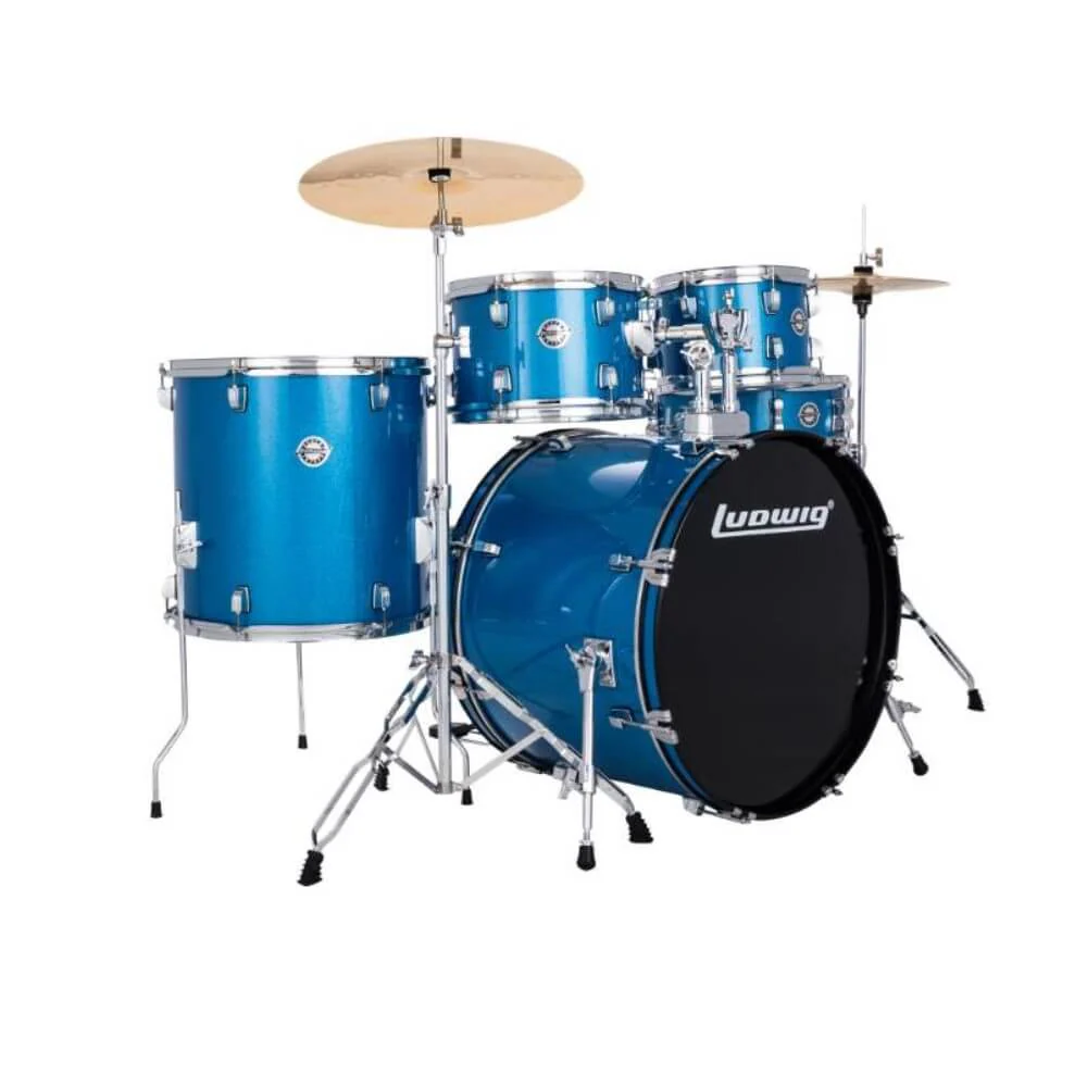 Ludwig Accent Fuse 20/10/12/14+14S 5Pce Drum Kit with Hardware & Cymbals - Blue Sparkle - Image 4