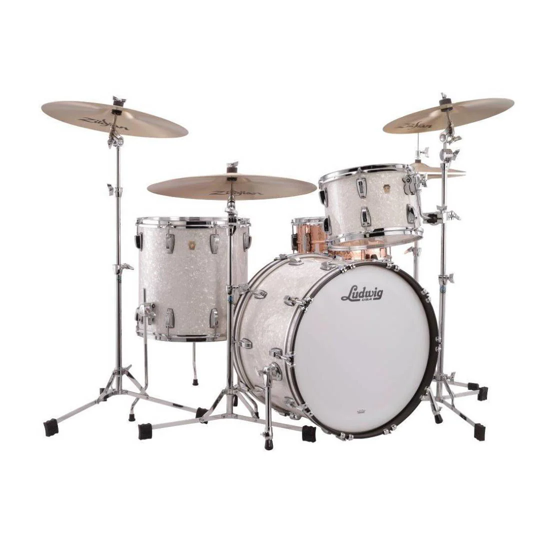 Ludwig Classic Maple FAB 22 in Shell Pack Drum Kit in White Marine Pearl - Image 2