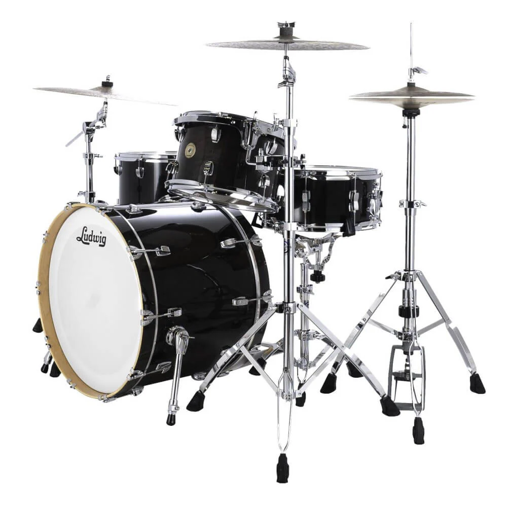 Ludwig Continental 22/12/16+14S Classic 4-Piece Drum Kit Shell Pack - Black Lacquer - Image 3
