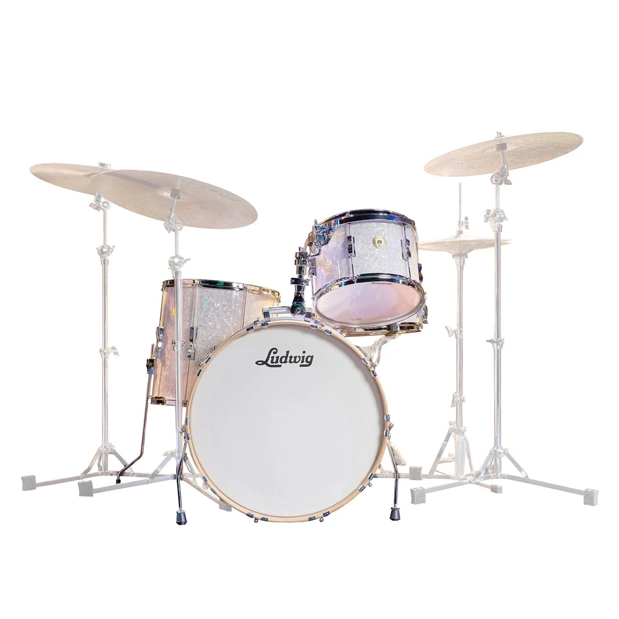 Ludwig Continental Club Fab Plus 22/13/16+14S 4Pce Drum Shell Pack in White Marine Pearl - Image 2