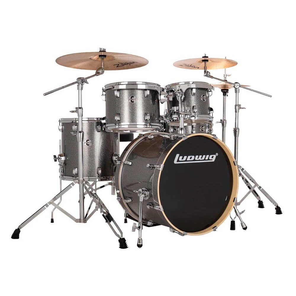 Ludwig Evolution 20/10/12/14+14S 5pce Drum Kit with Hardware - Platinum Sparkle - Image 4