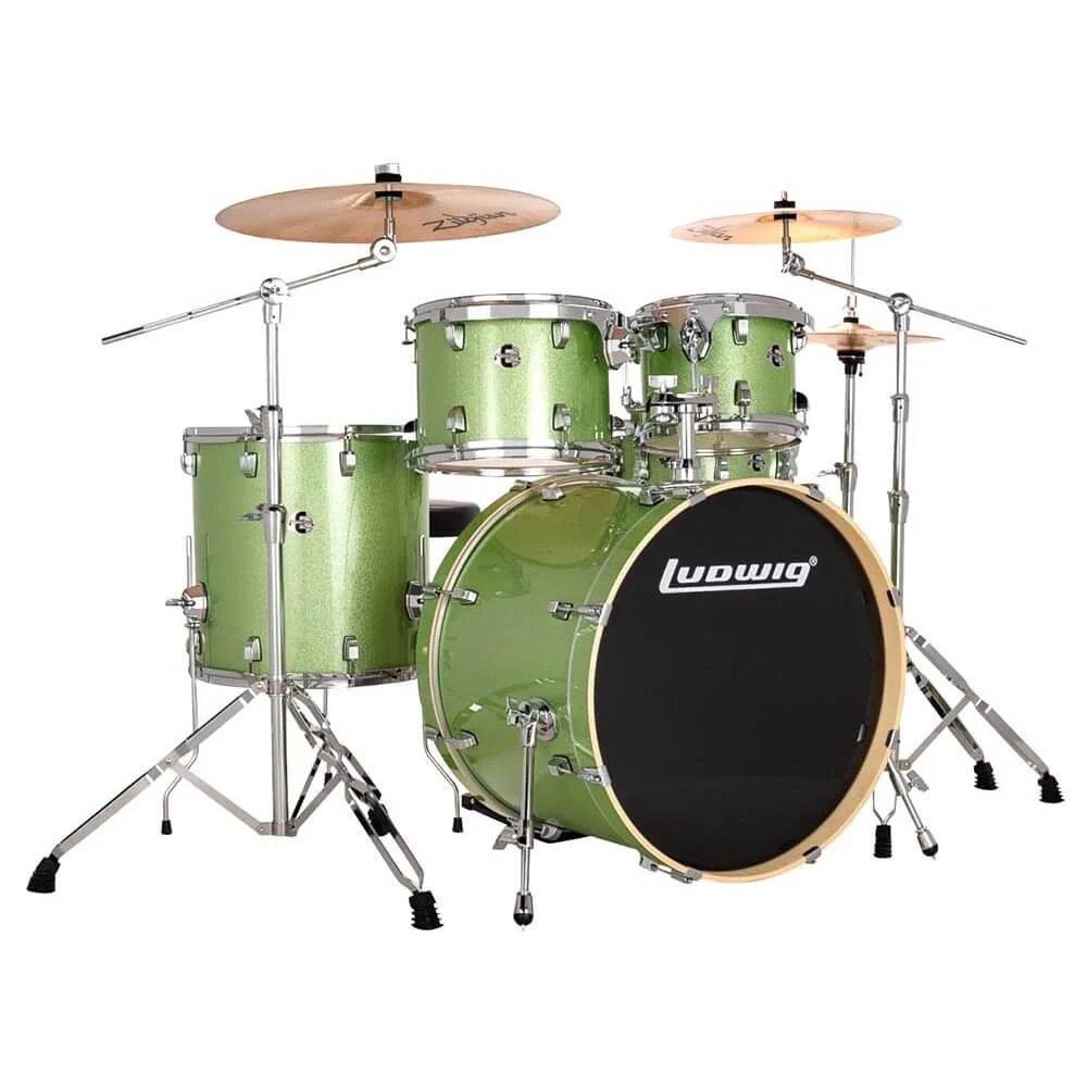 Ludwig Evolution 22/10/12/16+14S 5pce Drum Kit with Hardware - Mint Sparkle - Image 4