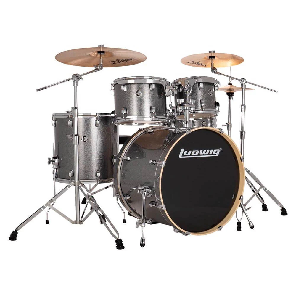 Ludwig Evolution 22/10/12/16+14S 5pce Drum Kit with Hardware - Platinum Sparkle - Image 3