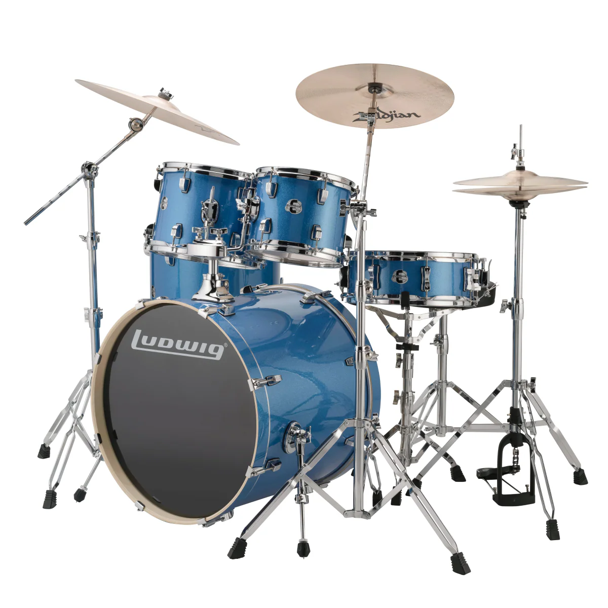 Ludwig Evolution Element 5 Piece Drumkit with Hardware - Blue Sparkle - Image 2