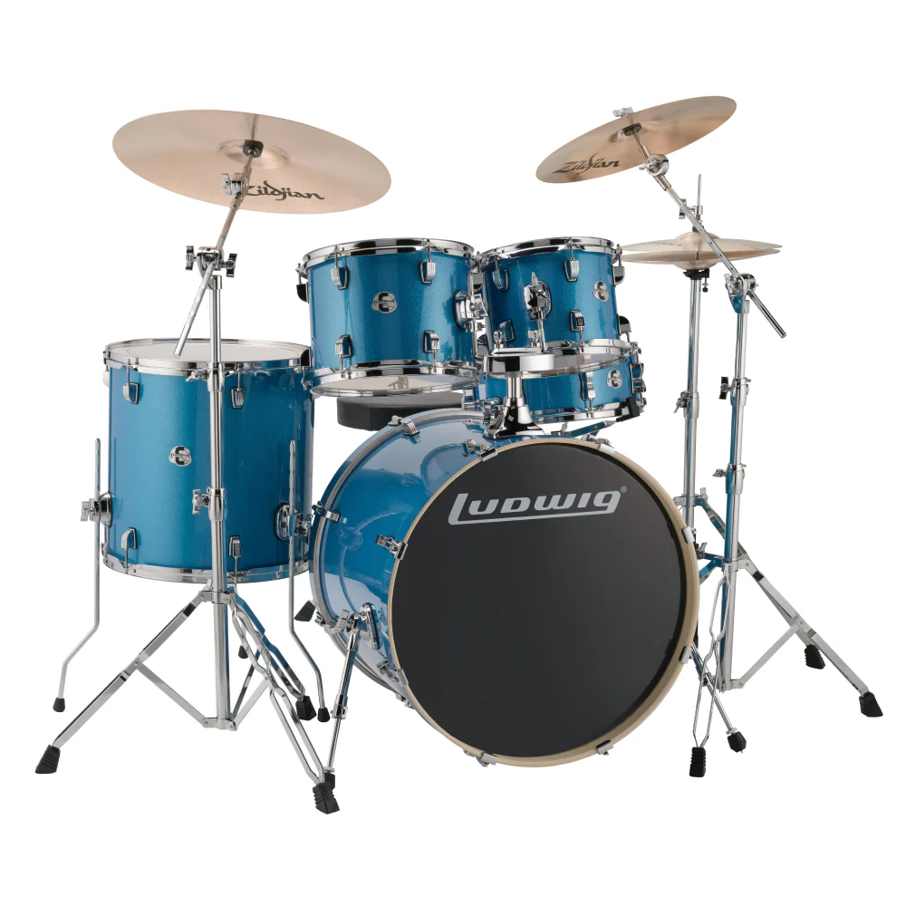 Ludwig Evolution Element 5 Piece Drumkit with Hardware - Blue Sparkle - Image 6