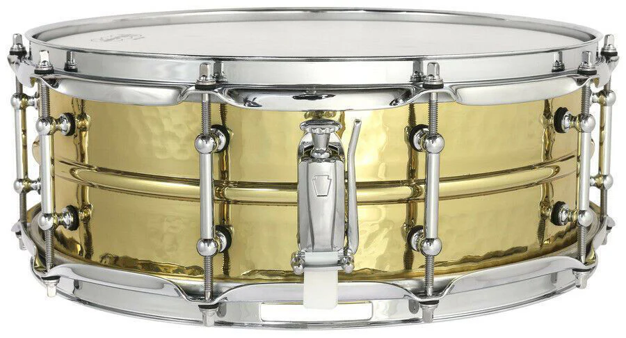 Ludwig Hammered Brass Snare Drum 5x14 with Tube Lugs, P85 & Throw Off - Image 2