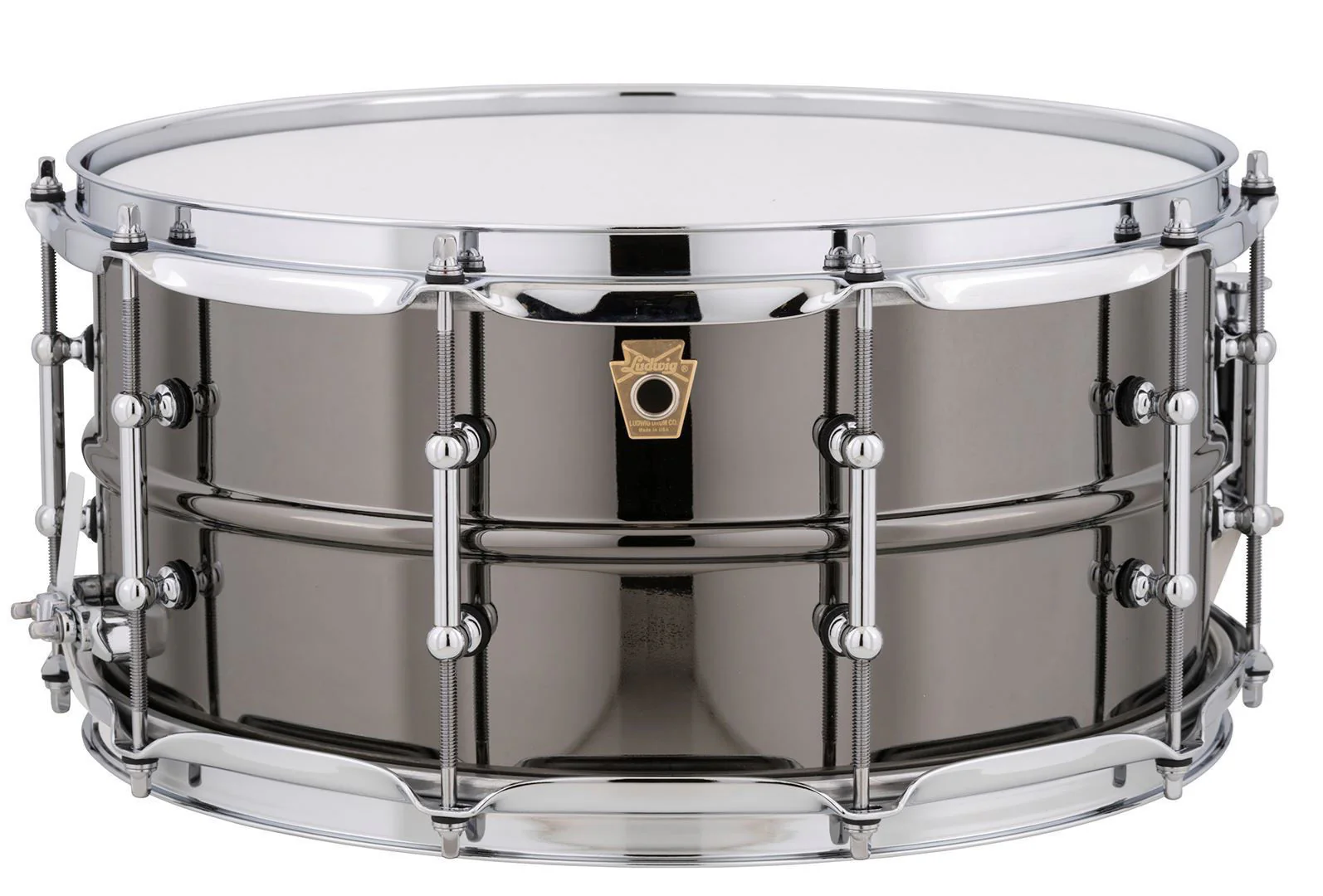 Ludwig L1LB417T 14x6.5 Inch Black Beauty Smooth Brass Shell Tube Lugs Snare Drum - Black Chrome - Image 2