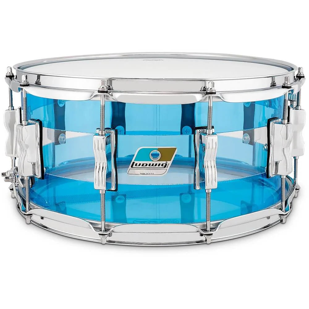Ludwig Limited Edition 50th Anniversary Vistalite 14 x 6.5 Snare Drum - Blue Clear Blue - Image 2