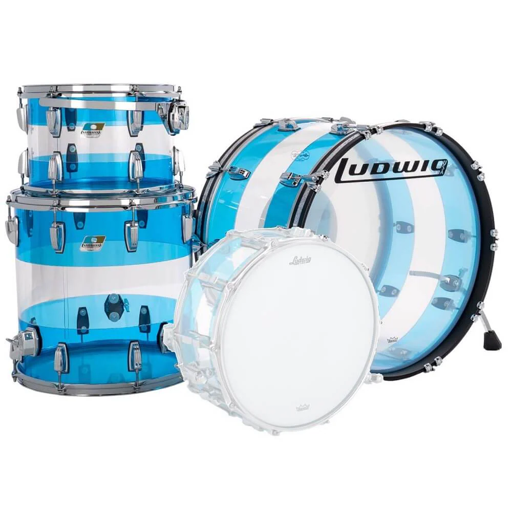 Ludwig Limited Edition 50th Anniversary Vistalite 3pc Drum Shell Pack - Blue Clear Blue - Image 2