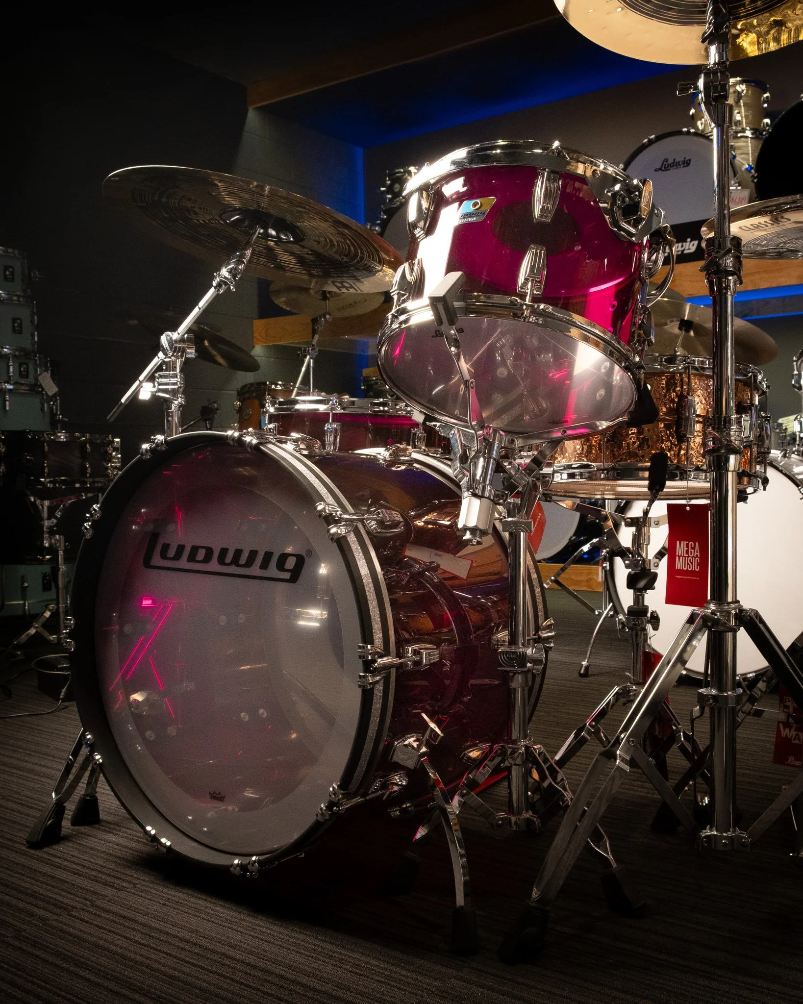 Ludwig Vistalite 3 Piece FAB - Purple Drum Kit - Image 2