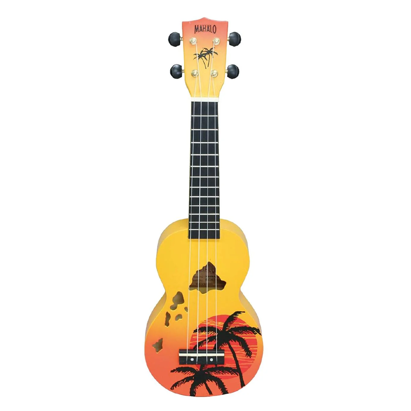Mahalo Designer Hawaiian Palm Tree Ukulele - Orange Burst - Image 10