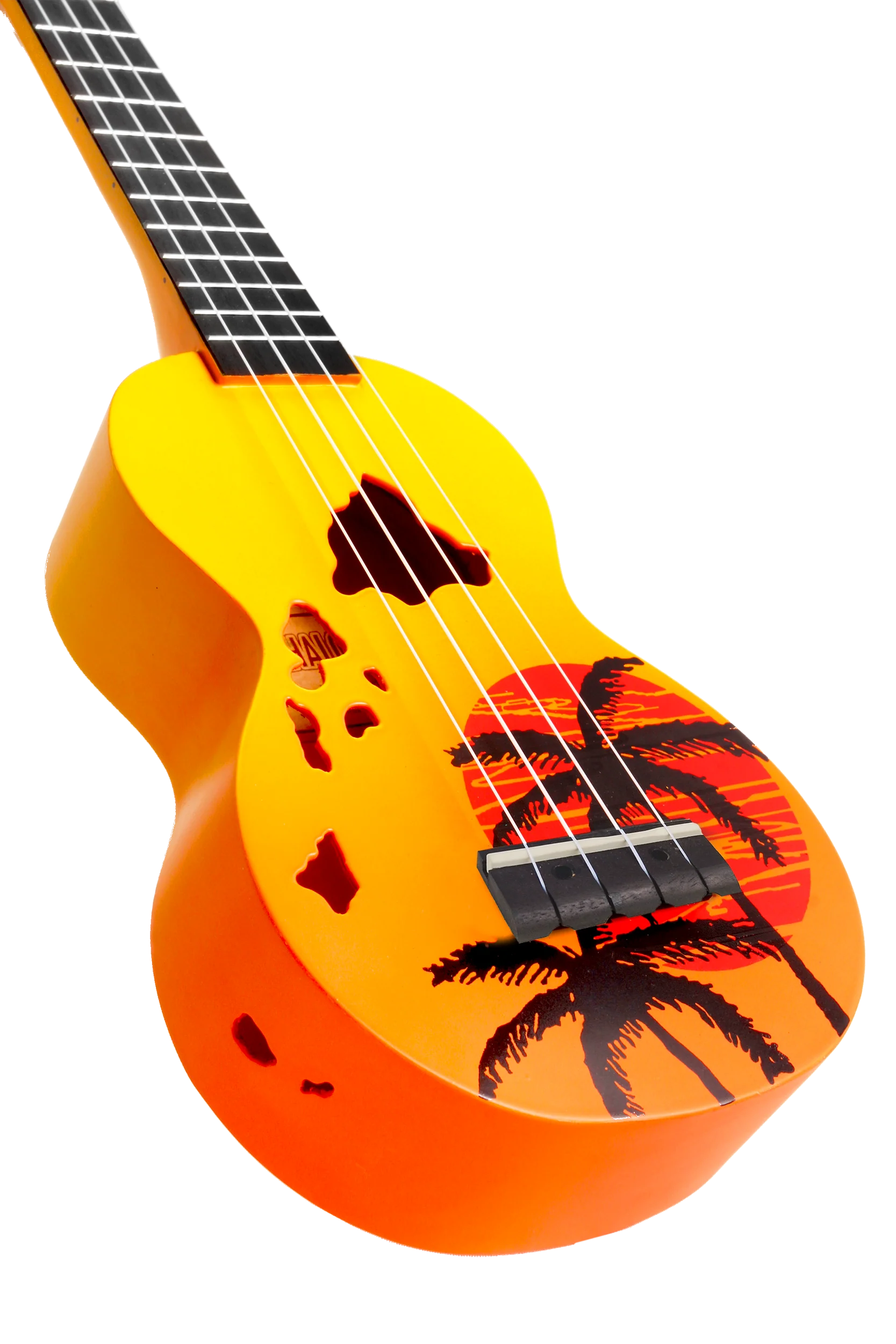 Mahalo Designer Hawaiian Palm Tree Ukulele - Orange Burst - Image 9