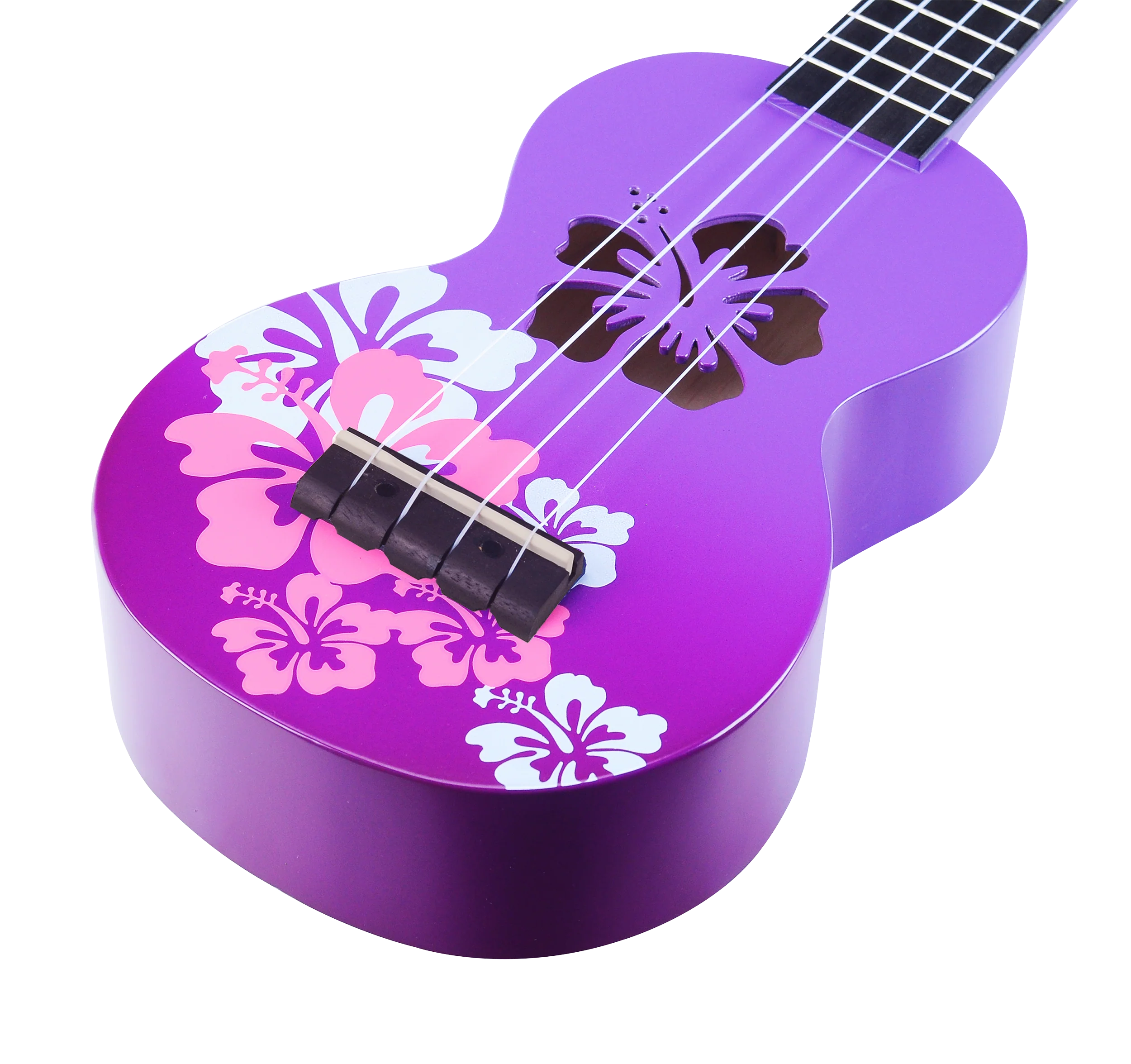 Mahalo Designer Hibiscus Ukulele Purple Burst - Image 10