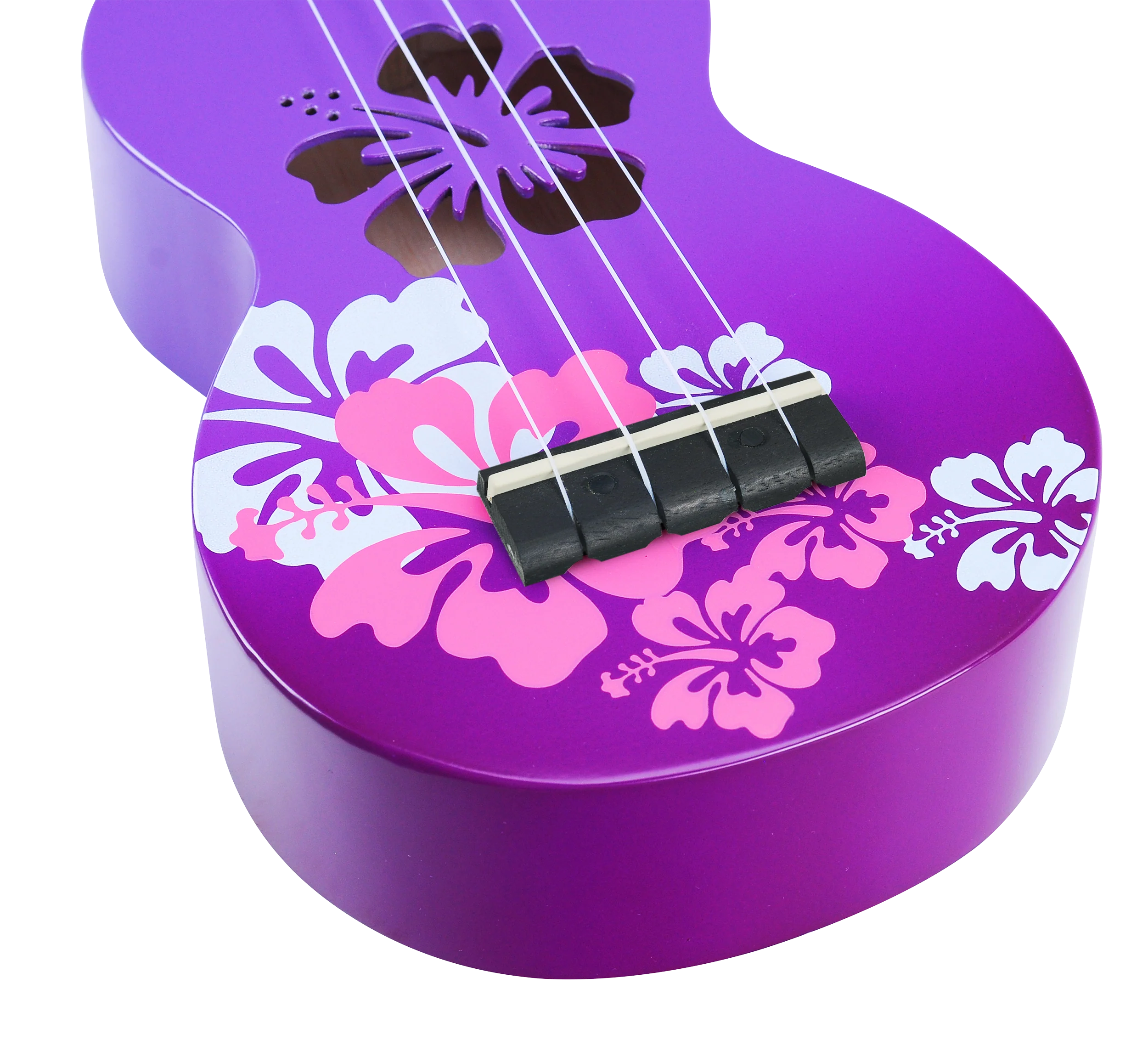 Mahalo Designer Hibiscus Ukulele Purple Burst - Image 7