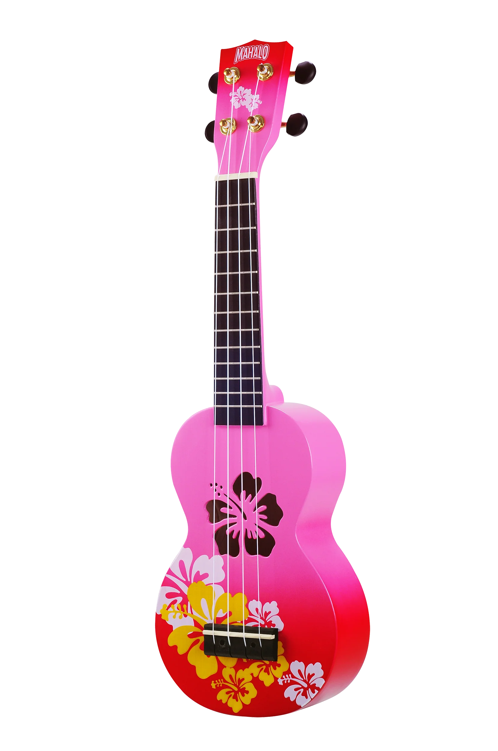 Mahalo MD1HBRDB Designer Hibiscus Soprano Ukulele in Pink Burst - Image 2