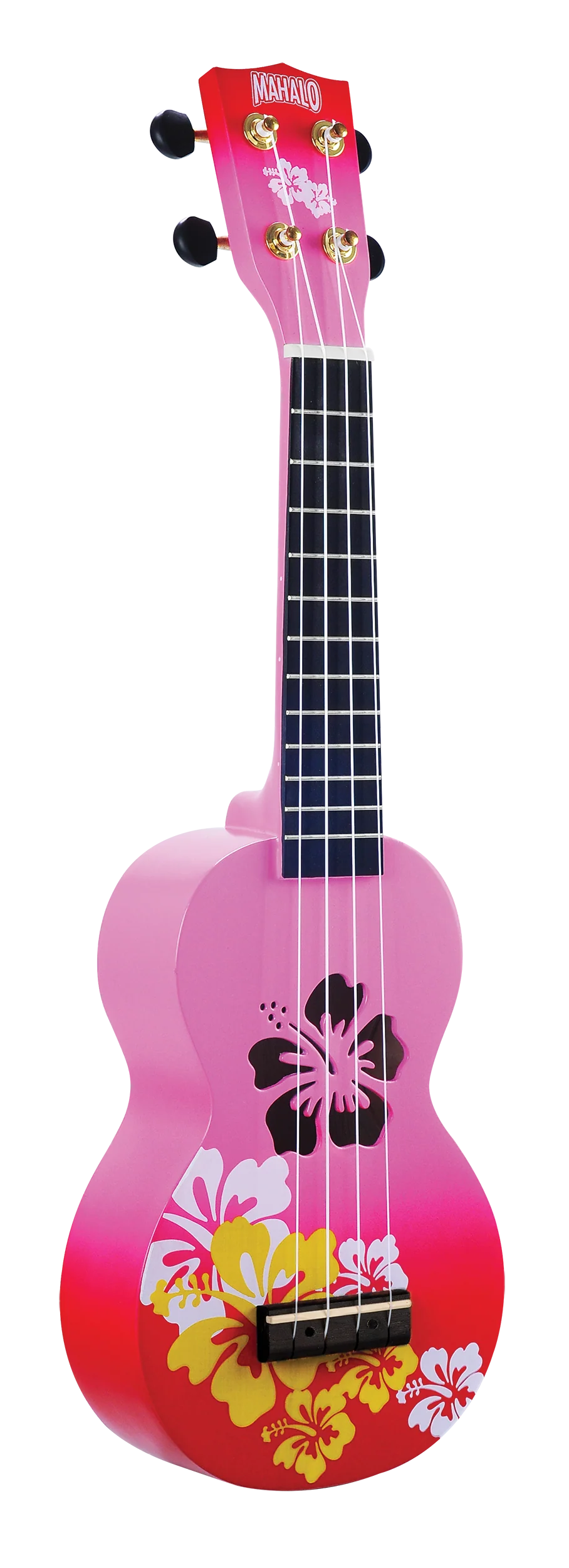 Mahalo MD1HBRDB Designer Hibiscus Soprano Ukulele in Pink Burst - Image 3