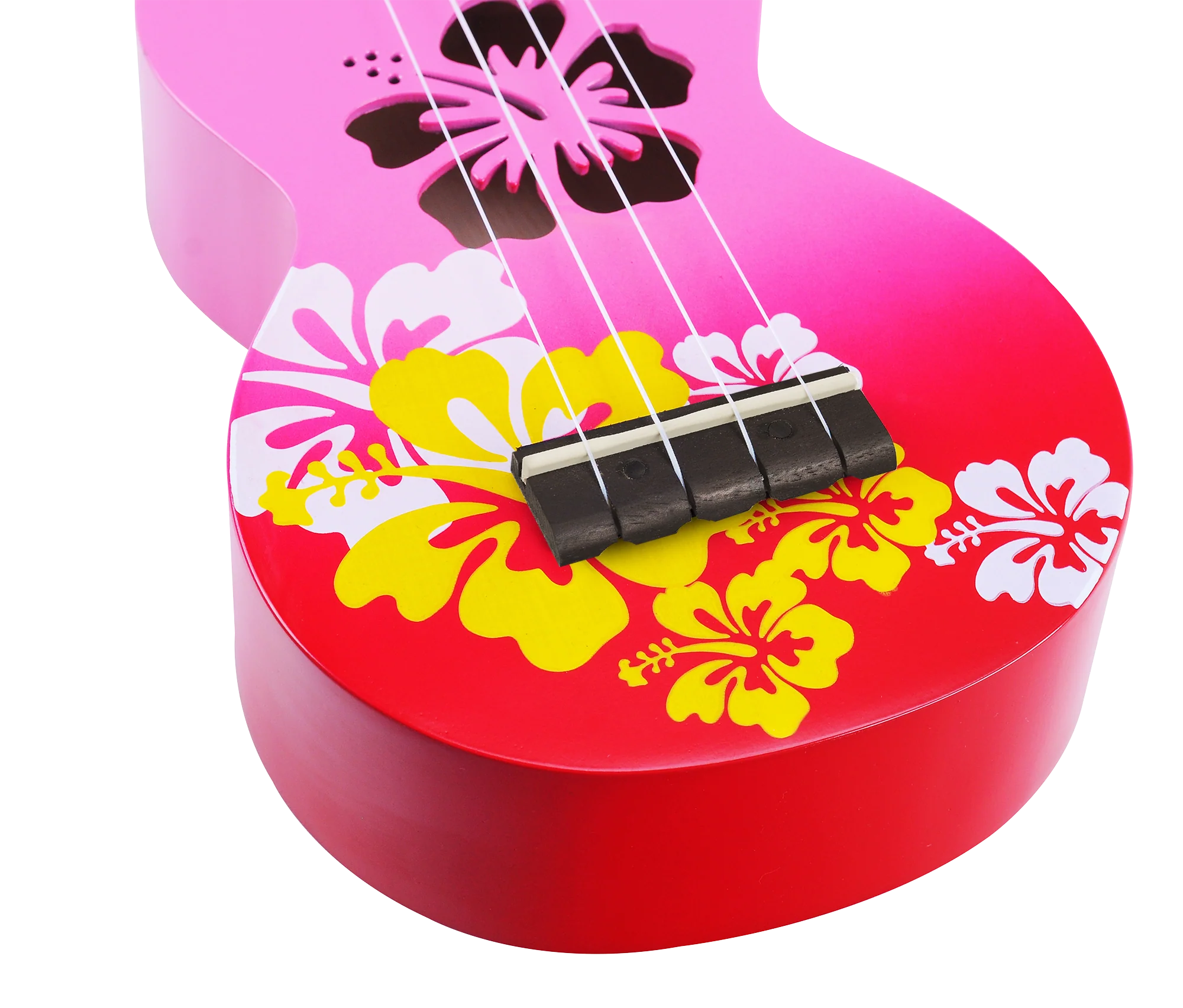 Mahalo MD1HBRDB Designer Hibiscus Soprano Ukulele in Pink Burst - Image 7