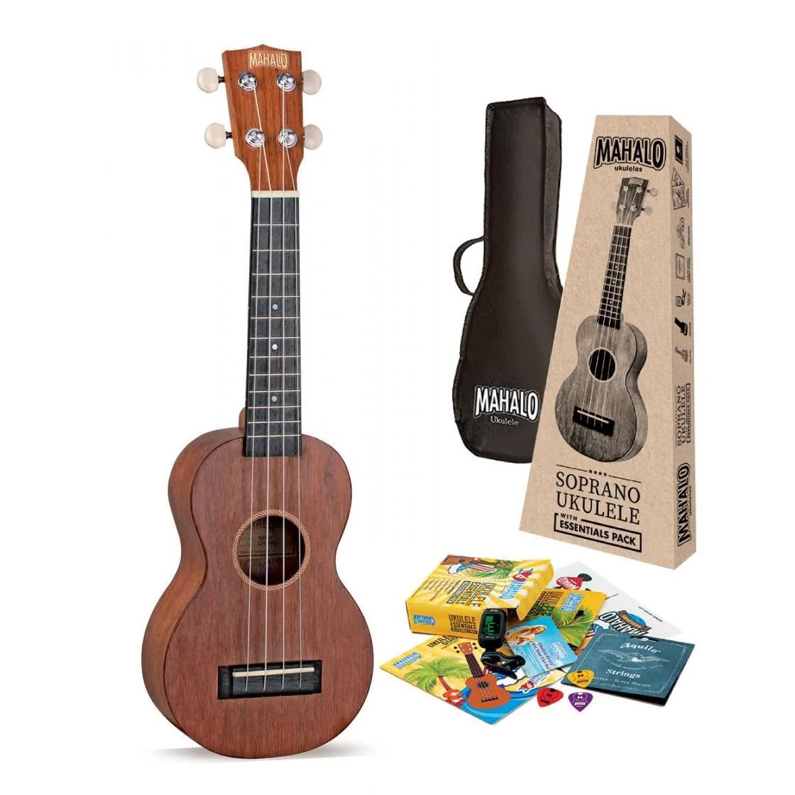 Mahalo MJ1TBRK Java Series Soprano Ukulele with Essentials Accessory Pack in Transparent Brown - Image 3