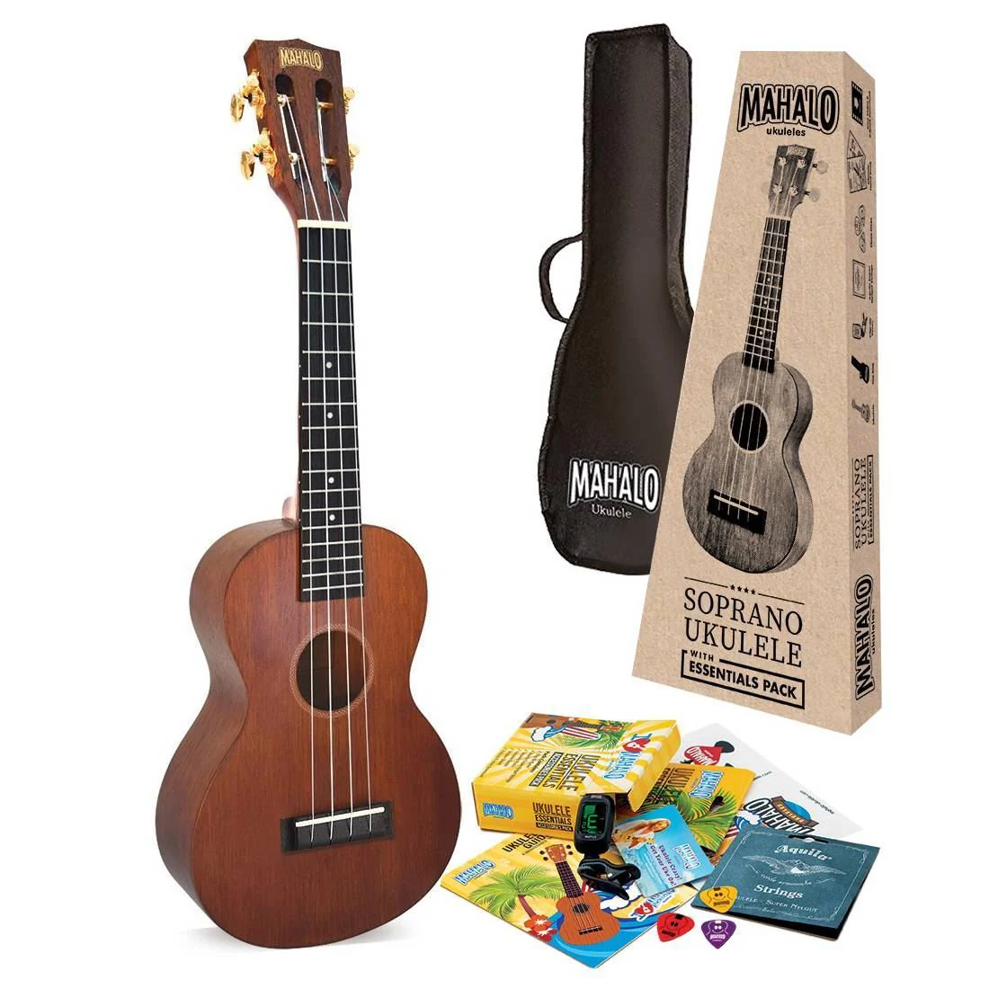 Mahalo MJ2TBRK Java Series Concert Ukulele with Essentials Accessory Pack in Transparent Brown - Image 12