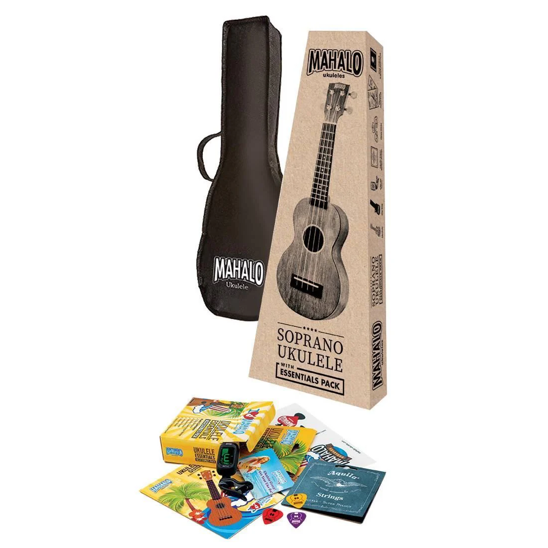 Mahalo MJ2TBRK Java Series Concert Ukulele with Essentials Accessory Pack in Transparent Brown - Image 9