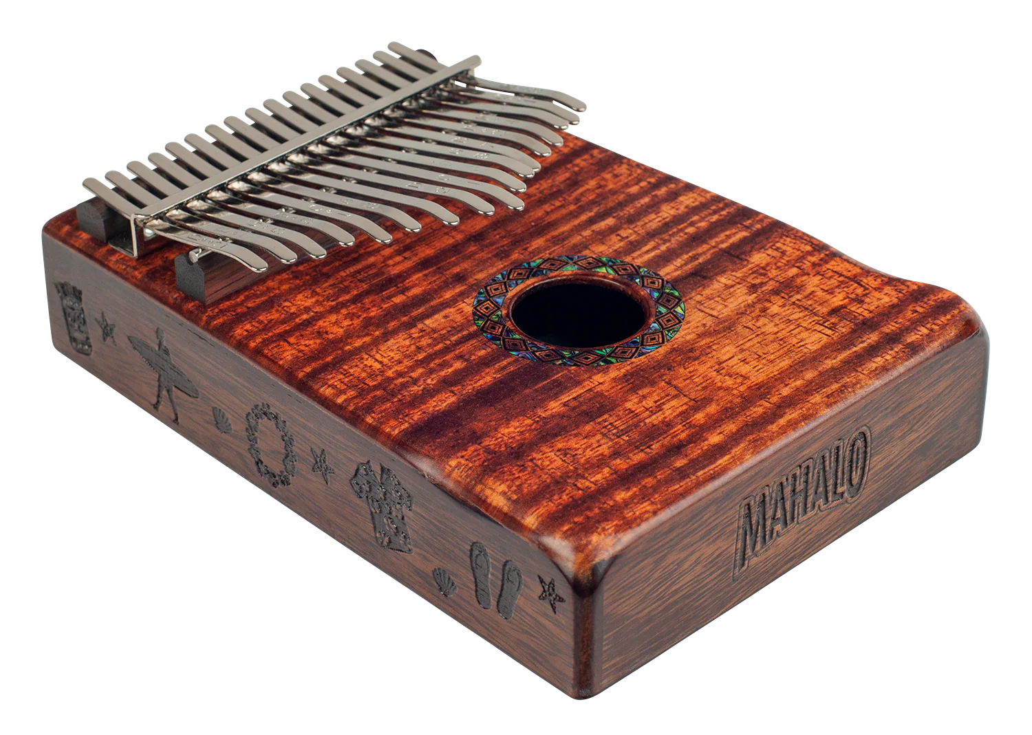 Mahalo Solid Trembesie Wood Flame Koa Kalimba - Image 2