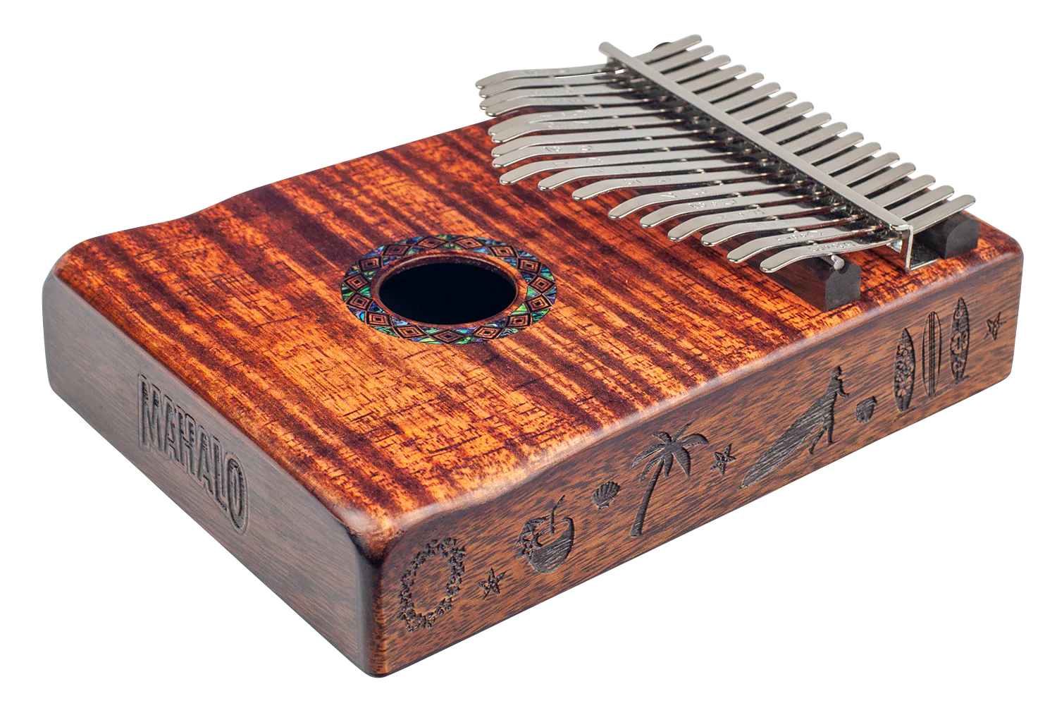 Mahalo Solid Trembesie Wood Flame Koa Kalimba - Image 3