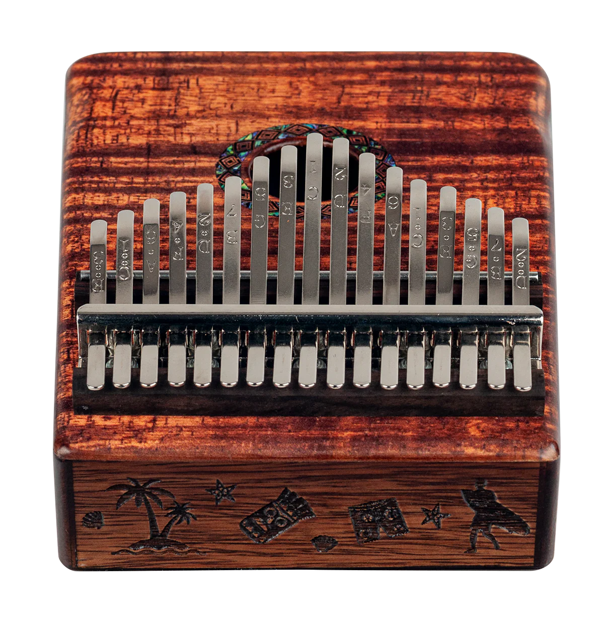Mahalo Solid Trembesie Wood Flame Koa Kalimba - Image 4