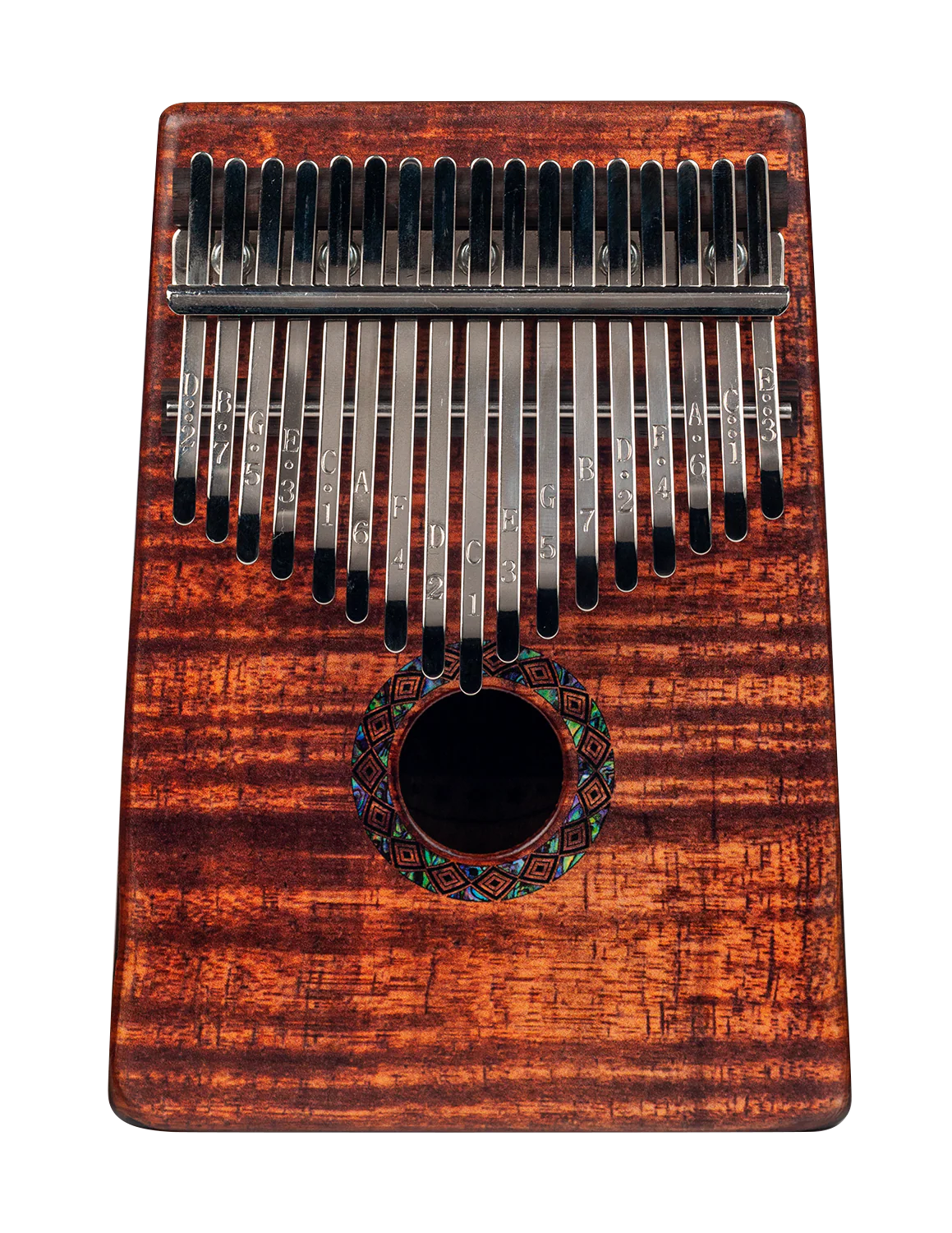 Mahalo Solid Trembesie Wood Flame Koa Kalimba - Image 5
