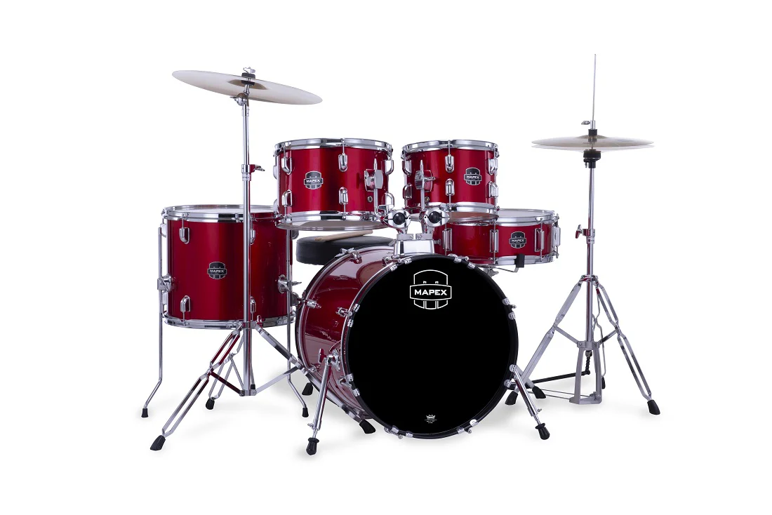 Mapex Comet 5pce 18 Drum Kit w/ Hardware & Cymbals - Infra Red - Image 2