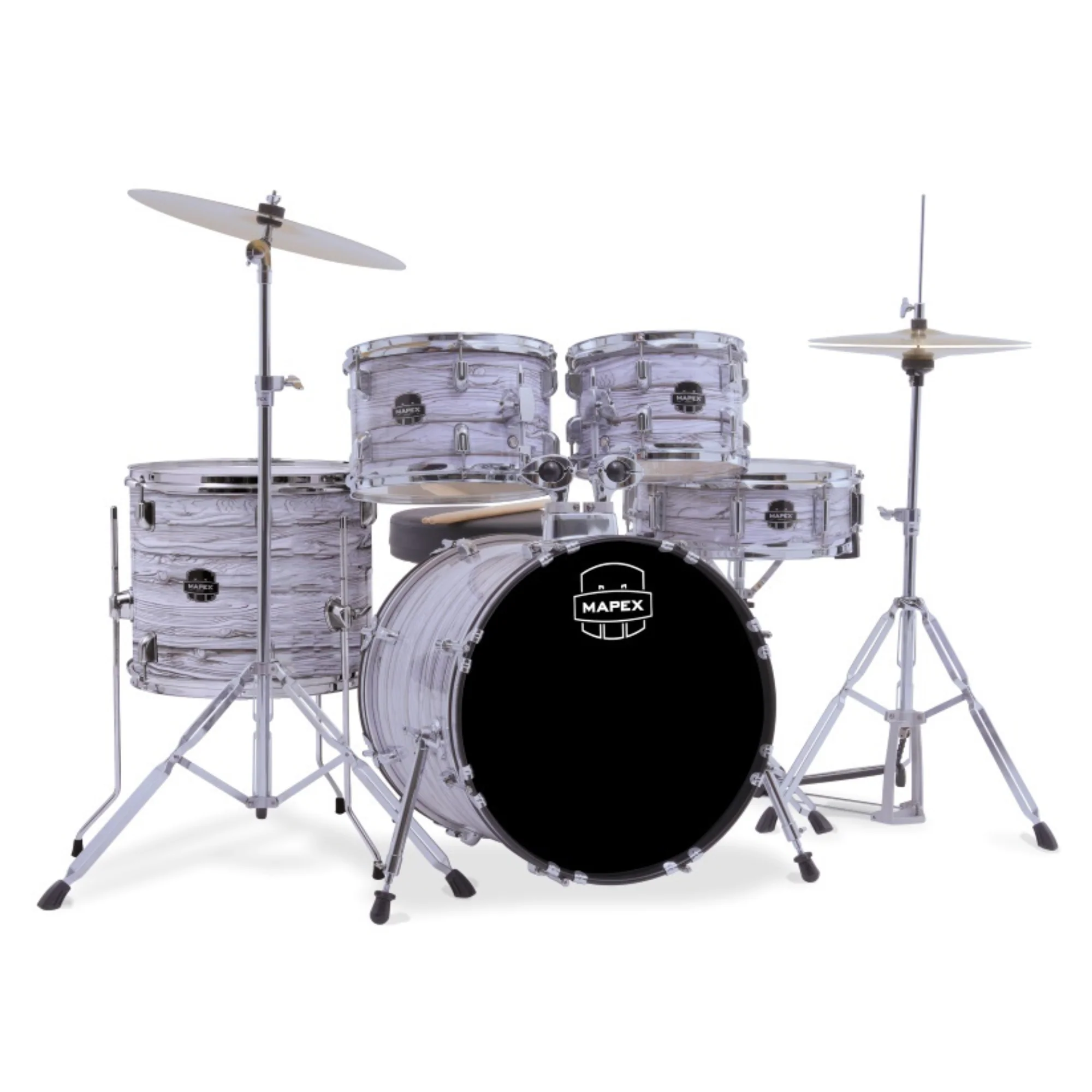 Mapex Comet 5pce 20 Drum Kit w/ Hardware & Cymbals - White Marblewood - Image 3