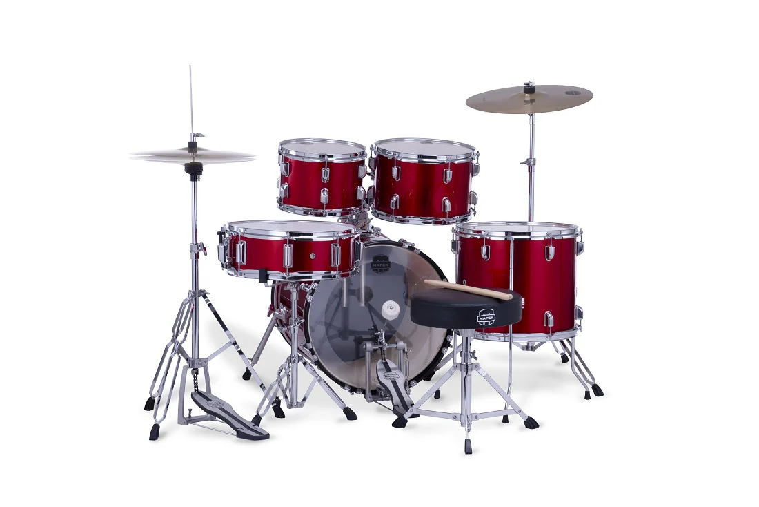 Mapex Comet 5pce 22 Drum Kit w/ Hardware & Cymbals - Infra Red - Image 4
