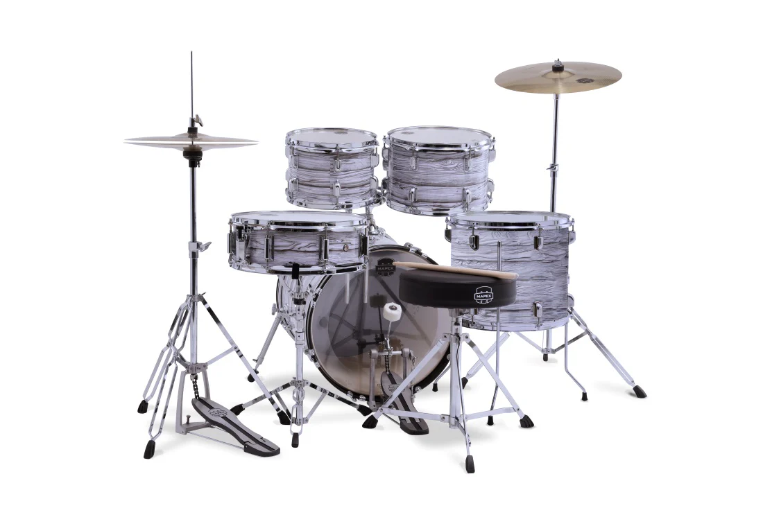 Mapex Comet 5pce 22 Drum Kit w/ Hardware & Cymbals - White Marblewood