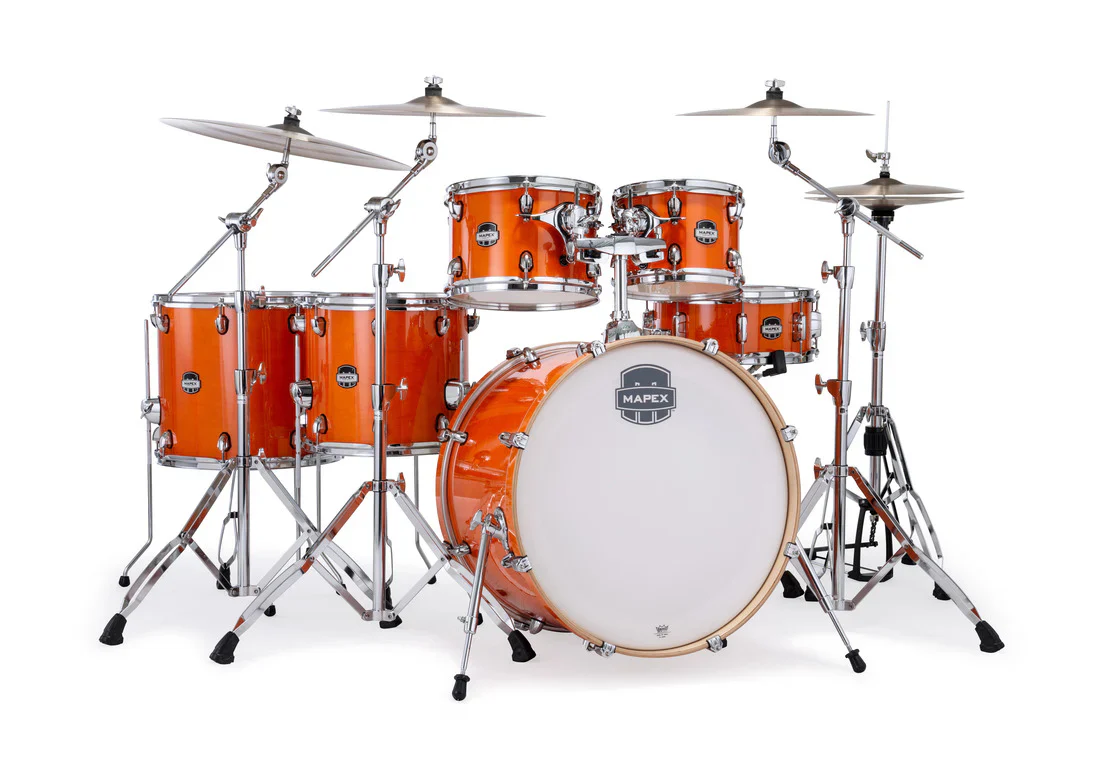 Mapex Mars Maple 6pc 22" Studioease Shell Pack w/SONIClear Tom Suspension - Glossy Amber