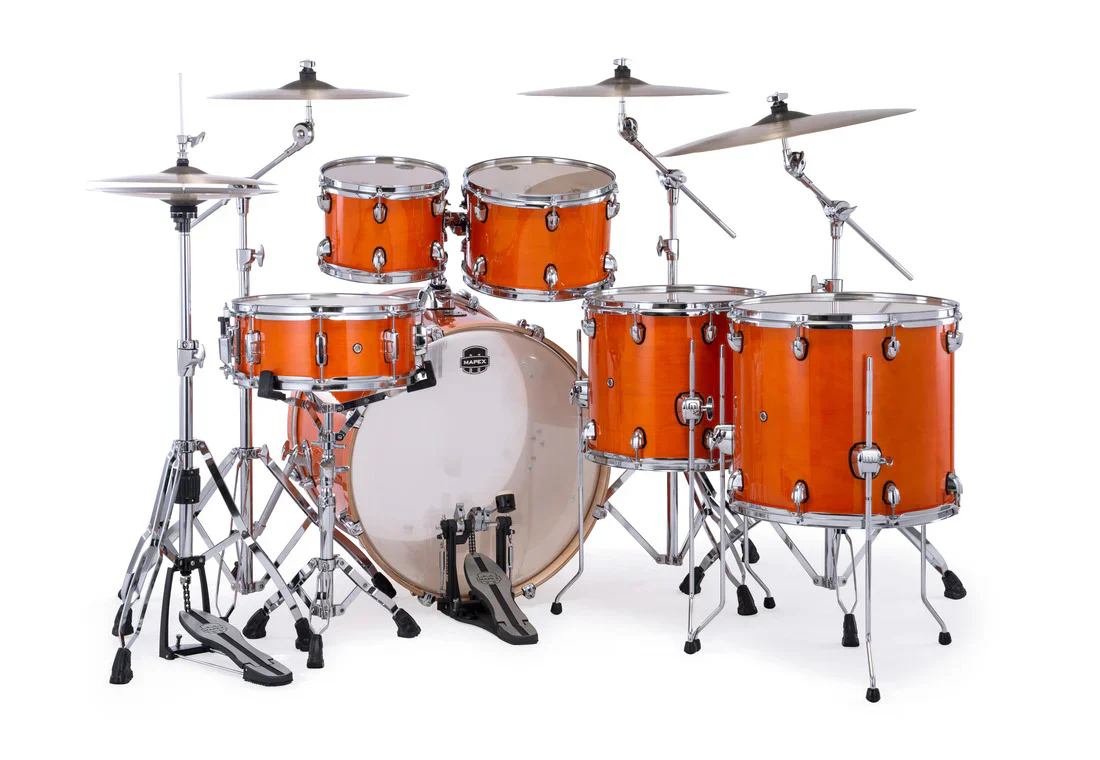 Mapex Mars Maple 6pc 22" Studioease Shell Pack w/SONIClear Tom Suspension - Glossy Amber - Image 2