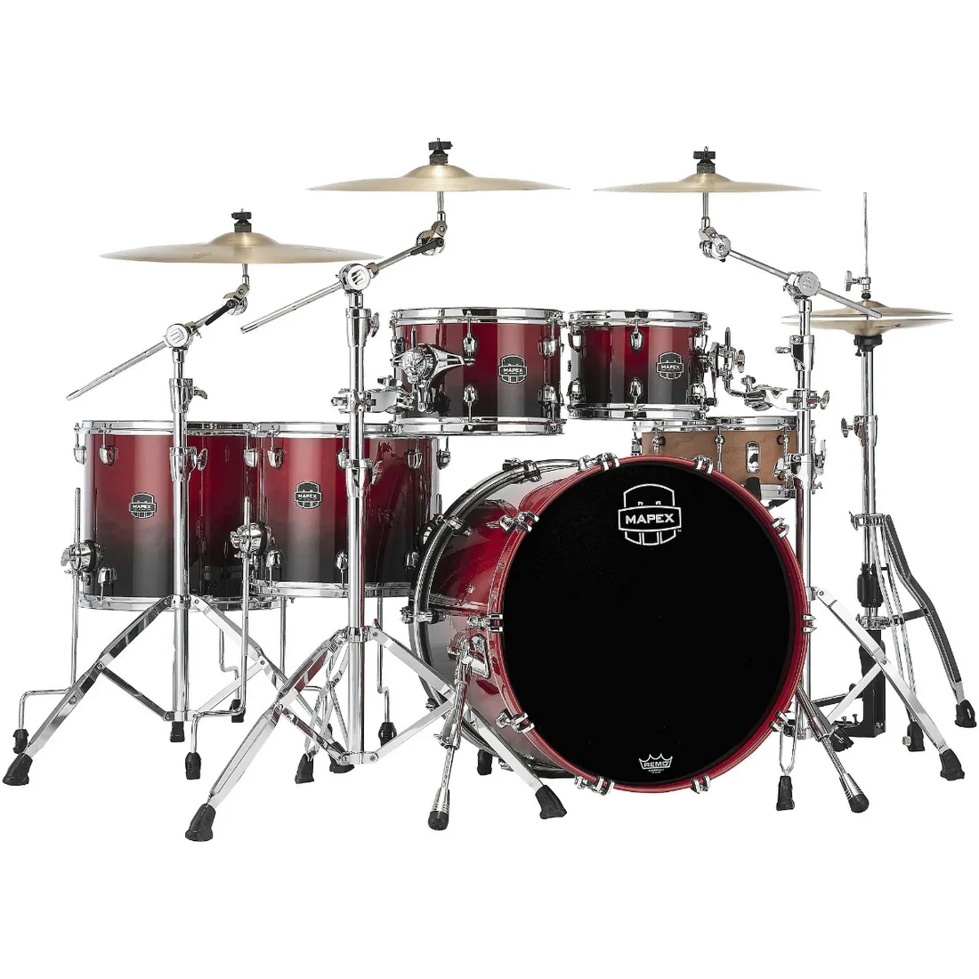 Mapex Saturn 5pce Drum Kit 22 10 12 14 16 in Scarlet Fade
