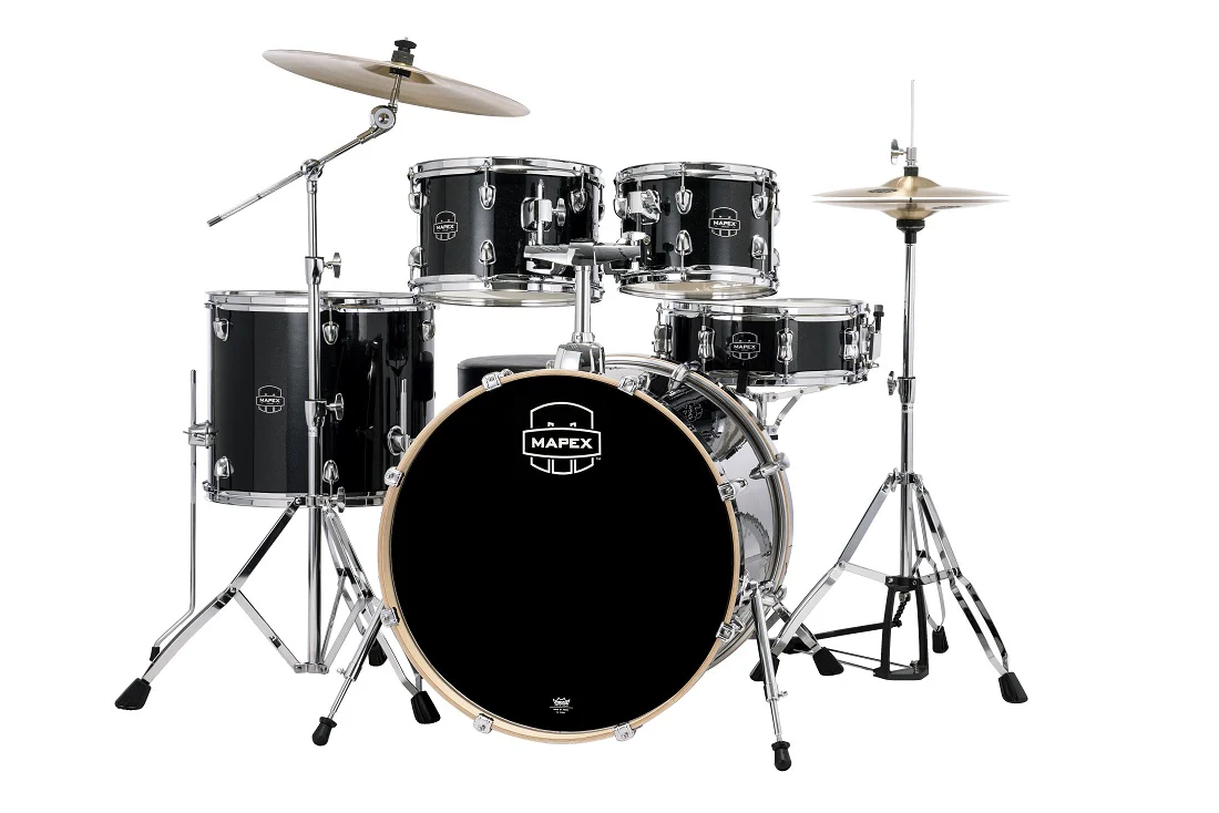 Mapex Venus 5pce 22" Drum Kit w/ Hardware & Cymbals - Black Galaxy Sparkle