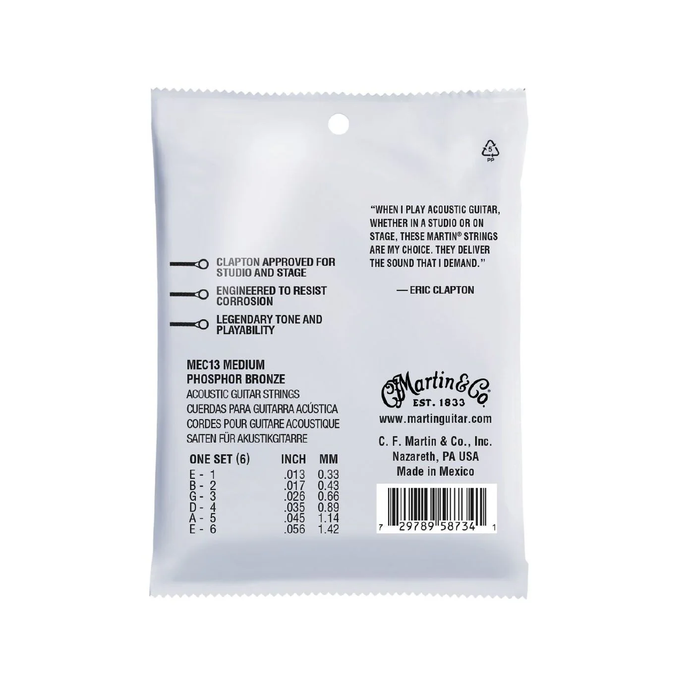 Martin MEC13 Eric Clapton Signature 13-56 Phosphor Bronze Medium Acoustic Guitar String - Image 2