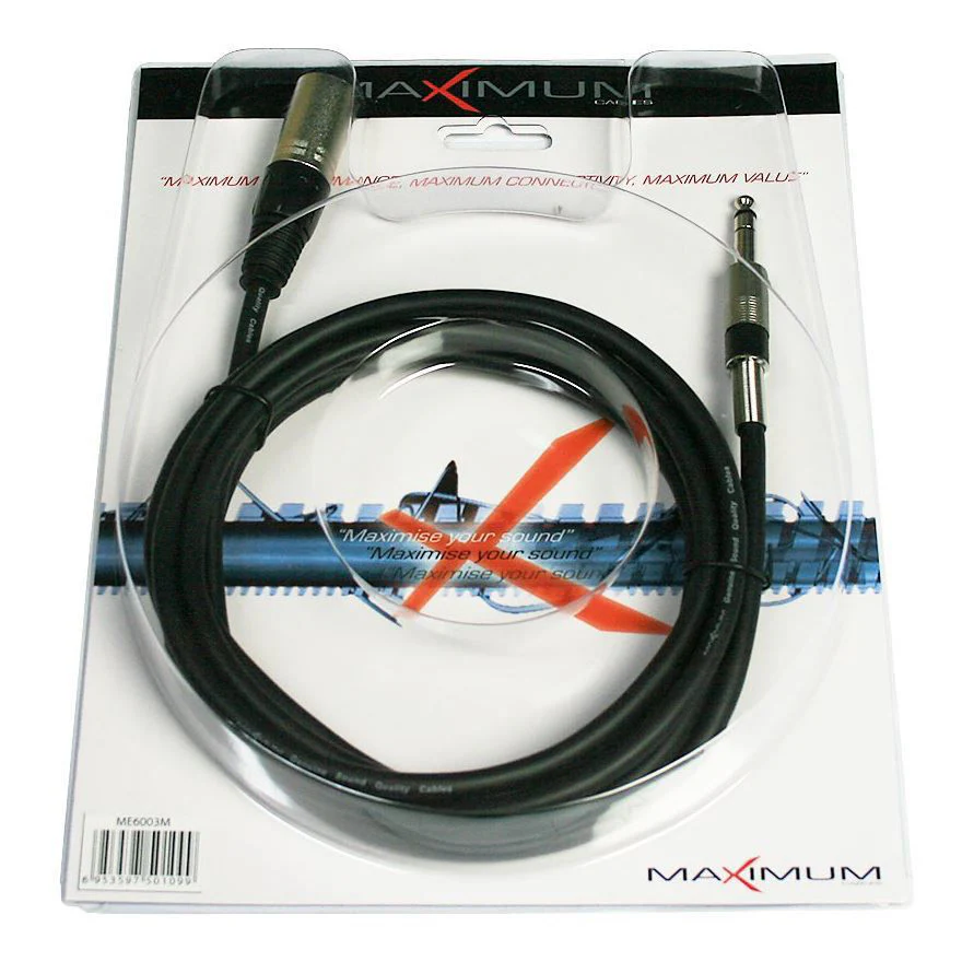 Maximum ME6003M XLR-M to 6.3mm TRS Jack Microphone Cable - 3 Metres - Image 2