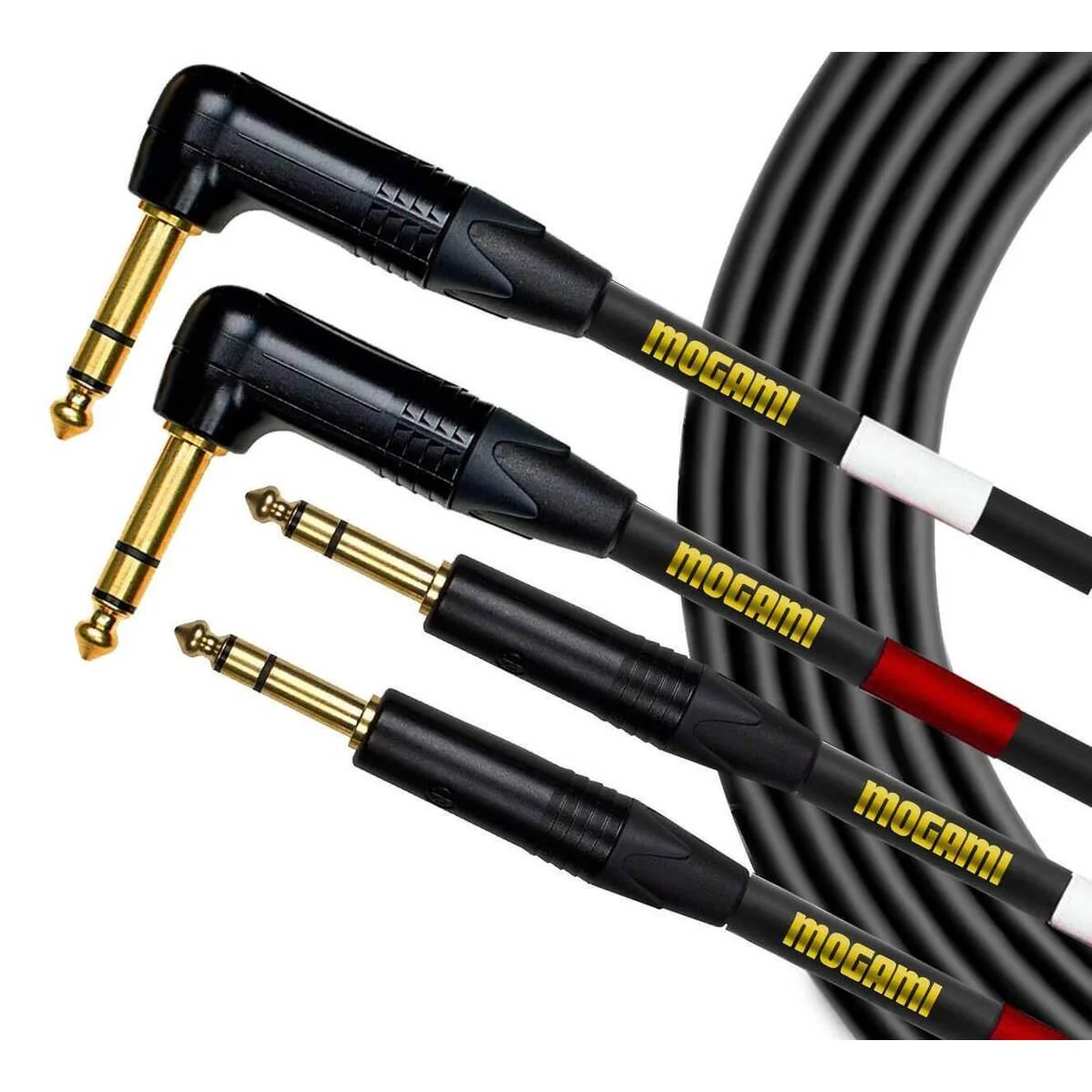 Mogami Gold Keys Dual Balanced 1/4 TRS Right Angle to Straight Jack Cable - 6 Foot