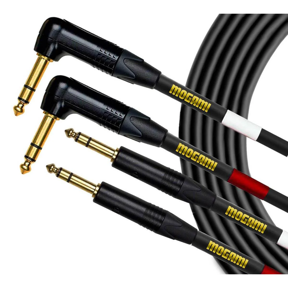 Mogami Gold Keys Dual Balanced 1/4 TRS Right Angle to Straight Jack Cable - 6 Foot - Image 2