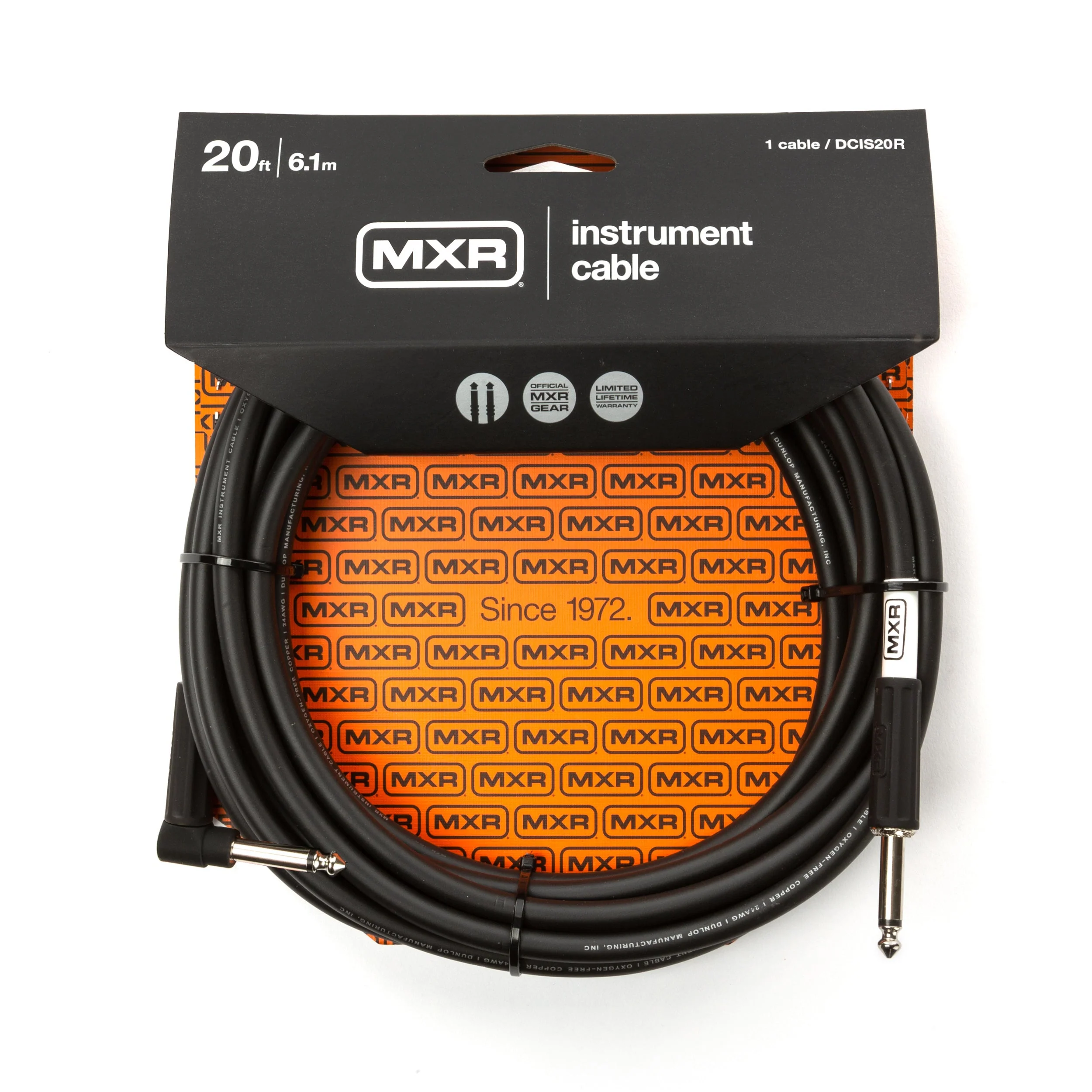 MXR 20ft Guitar Lead - Straight to Right