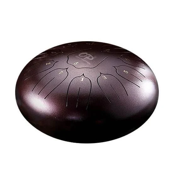 Opus Percussion 10 inch 11 Note Lotus Carved Style Tongue Drum in Chestnut - Image 2