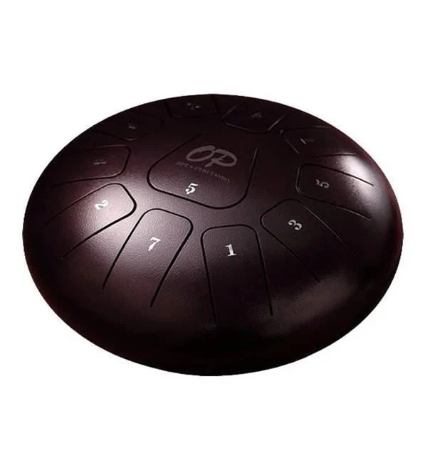 Opus Percussion 12in Metal 11-Note Standard Carves Style Tongue Drum in Chestnut